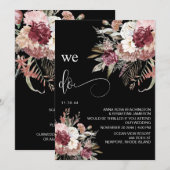 *~* Bourgogne QR AR15 Floral Roos RSVP WEDDING I Kaart (Voorkant / Achterkant)
