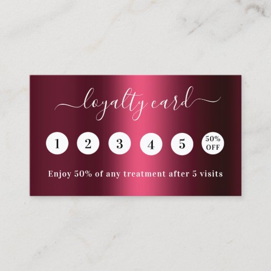 Bourgogne QR business logo 5 bezoek loyaliteitskaa Klantenkaartje (Voorkant)