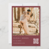 Bourgogne QR Code Classic Crest Foto Huwelijk Kaart (Achterkant)