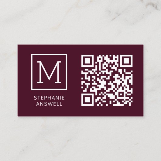 Bourgogne QR Code Minimal Logo Professional Visitekaartje (Voorkant)