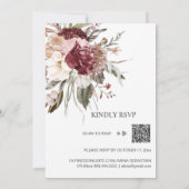 *~* Bourgogne QR RSVP AR15 Floral Roos WEDDING Kaart (Achterkant)
