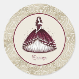 Bourgogne Quinceañera jurk Ronde Sticker