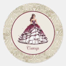 Bourgogne Quinceañera jurk Ronde Sticker