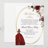 Bourgogne Quinceanera silhouet Kaart (Voorkant / Achterkant)