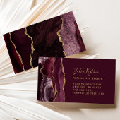 Bourgogne Red Agate Geode Gold Glitter Real Estate Visitekaartje