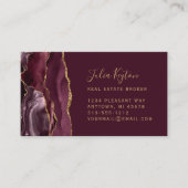 Bourgogne Red Agate Geode Gold Glitter Real Estate Visitekaartje (Voorkant)