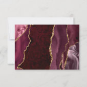 Bourgogne Red Agate Gold Script Wedding RSVP Kaartje (Achterkant)