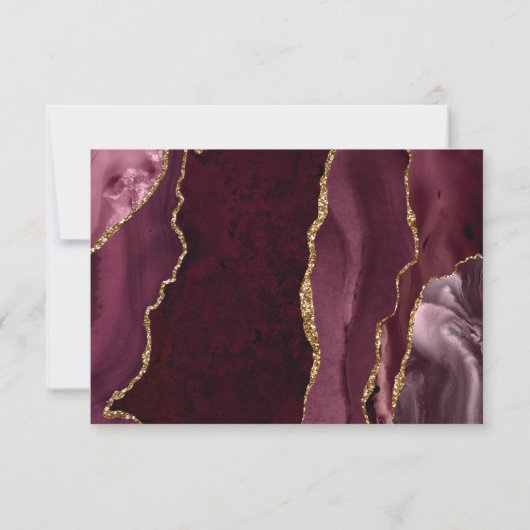 Bourgogne Red Agate Gold Script Wedding RSVP Kaartje (Achterkant)