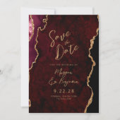 Bourgogne Red Agate Script Wedding Save the Date (Voorkant)
