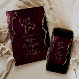 Bourgogne Red Agate Script Wedding Save the Date