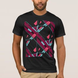 Bourgogne Red Aqua Diagonal Southwest Art Abstract T-shirt