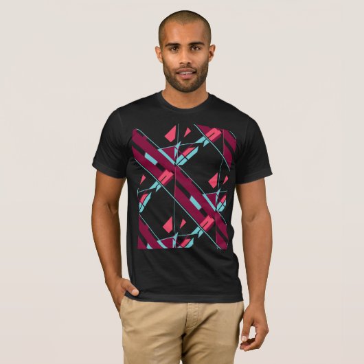 Bourgogne Red Aqua Diagonal Southwest Art Abstract T-shirt (Voorkant volledig)