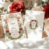 Bourgogne Red Art Nouveau Floral Wedding Invitatio Kaart