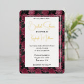 Bourgogne Red Black Floral Vrijgezellenfeest Folie Uitnodiging (Staand Voorkant)