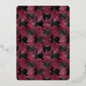 Bourgogne Red Black Floral Vrijgezellenfeest Folie Uitnodiging (Achterkant)