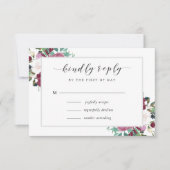 Bourgogne Red Blooms Boho Bruiloft RSVP Kaartje (Voorkant)