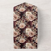 Bourgogne Red Blush Bloemen Huwelijk All In One Uitnodiging (Buitenkant)