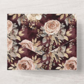 Bourgogne Red Blush Bloemen Huwelijk All In One Uitnodiging (Achterkant)