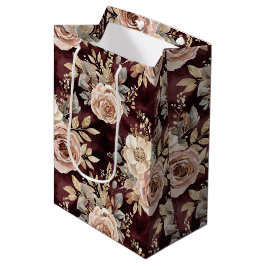 Bourgogne Red Blush Bloemen Huwelijk Medium Cadeauzakje