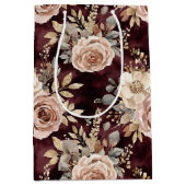 Bourgogne Red Blush Bloemen Huwelijk Medium Cadeauzakje (Voorkant)