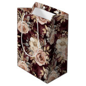 Bourgogne Red Blush Bloemen Huwelijk Medium Cadeauzakje (Achterkant Gekanteld)