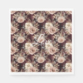 Bourgogne Red Blush Bloemen Huwelijk Servet (Voorkant)