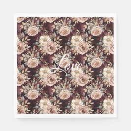 Bourgogne Red Blush Bloemen Huwelijk Servet