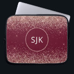 Bourgogne Red Blush Pink Rose Gold Glitter Monogra Laptop Sleeve<br><div class="desc">Blush Pink - Roos Gold en Bourgogne Red Faux Glitter en Sparkle Elegant Monogrammed Initialen Hoesje. Dit hoesje kan worden aangepast om uw initiaal en voornaam op te nemen.</div>