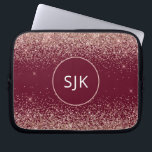 Bourgogne Red Blush Pink Rose Gold Glitter Monogra Laptop Sleeve<br><div class="desc">Blush Pink - Roos Gold en Bourgogne Red Faux Glitter en Sparkle Elegant Monogrammed Initialen Hoesje. Dit hoesje kan worden aangepast om uw initiaal en voornaam op te nemen.</div>