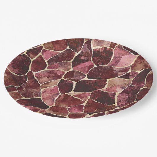 Bourgogne Red Chic Abstract Papieren Bordje (Gekanteld)