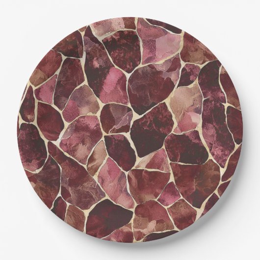 Bourgogne Red Chic Abstract Papieren Bordje (Voorkant)