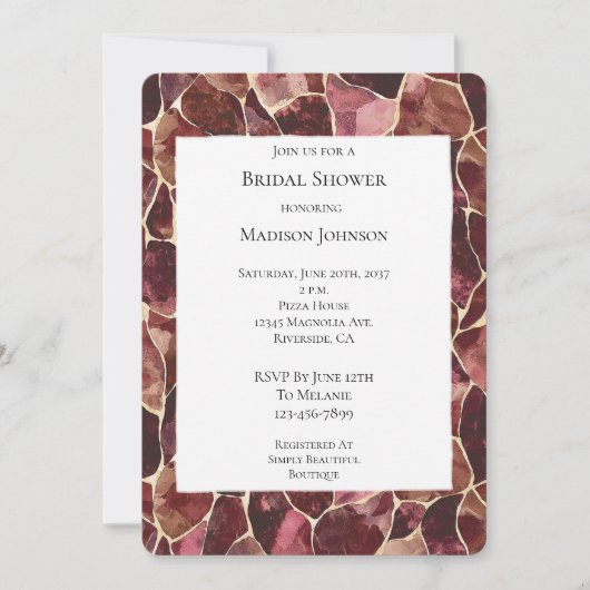 Bourgogne Red Chic Abstract Vrijgezellenfeest Kaart (Voorkant)