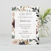 Bourgogne Red Cream Bloemen Verjaardag Kaart (Staand voorkant)