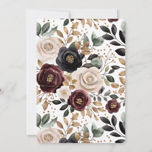 Bourgogne Red Cream Bloemen Verjaardag Kaart (Achterkant)