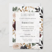 Bourgogne Red Cream Bloemen Verjaardag Kaart (Voorkant)