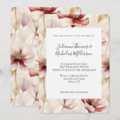 Bourgogne Red Cream Floral Wedding Kaart (Voorkant / Achterkant)