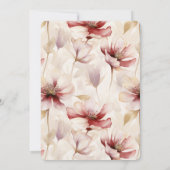 Bourgogne Red Cream Floral Wedding Kaart (Achterkant)