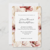 Bourgogne Red Cream Floral Wedding Kaart (Voorkant)