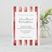 Bourgogne Red Cream Stripes bruiloft Kaart (Staand voorkant)