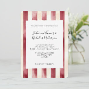 Bourgogne Red Cream Stripes bruiloft Kaart