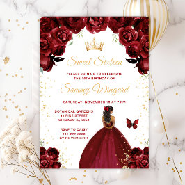 Bourgogne Red Dark Skin Princess Sweet Sixteen Kaart