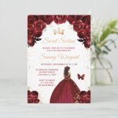 Bourgogne Red Dark Skin Princess Sweet Sixteen Kaart (Staand voorkant)