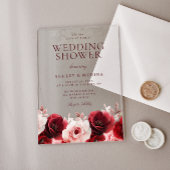 Bourgogne Red Elegance: Red Rose Wedding Shower Acryl Uitnodigingen