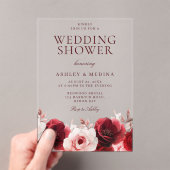 Bourgogne Red Elegance: Red Rose Wedding Shower Acryl Uitnodigingen (Insitu (Draagbaar))