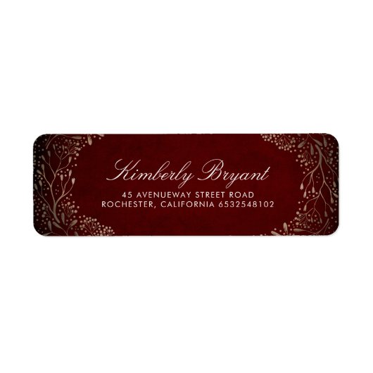 Bourgogne Red en Faux Gold Foil Baby's Breath Etiket (Voorkant)