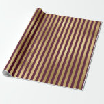 Bourgogne Red en gouden stapes Cadeaupapier<br><div class="desc">gegroefd glanzend papier van Parijs met gouden strips.</div>