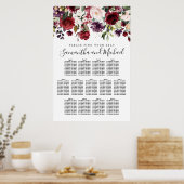 Bourgogne Red Floral 13-tafel wisting Char Poster (Keuken)