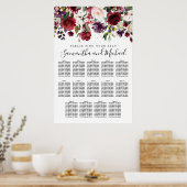 Bourgogne Red Floral 14-tafel wisting Char Poster (Keuken)