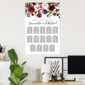 Bourgogne Red Floral 14-tafel wisting Char Poster (Thuiskantoor)