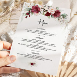 Bourgogne Red Floral 4x9 Menu